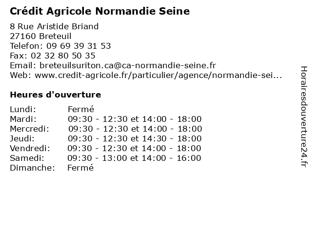 á… Horaires D Ouverture Credit Agricole Mutuel Pyrenees Gascogne 8 Rue Aristide Briand A Breteuil Sur Iton