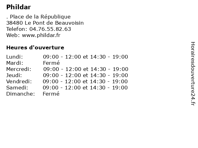 ᐅ Horaires D Ouverture Phildar Place De La Republique A Le Pont De Beauvoisin