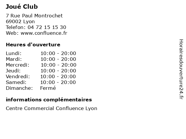horaires ouverture jouéclub