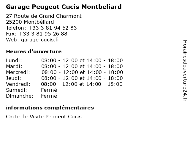 ᐅ Horaires D'ouverture „Peugeot“ | 27 Route De Grand Charmont À Montbeliard