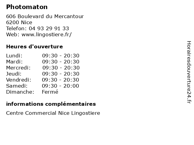 ᐅ Photomaton Horaires D Ouverture 606 Boulevard Du Mercantour A Nice