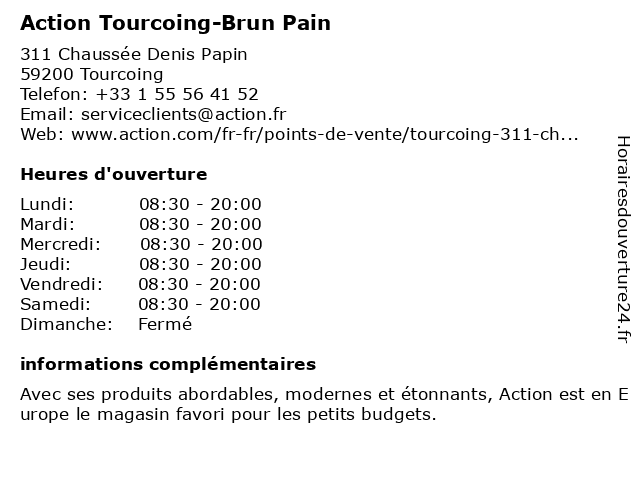 action tourcoing est’il ouvert aujourd’hui