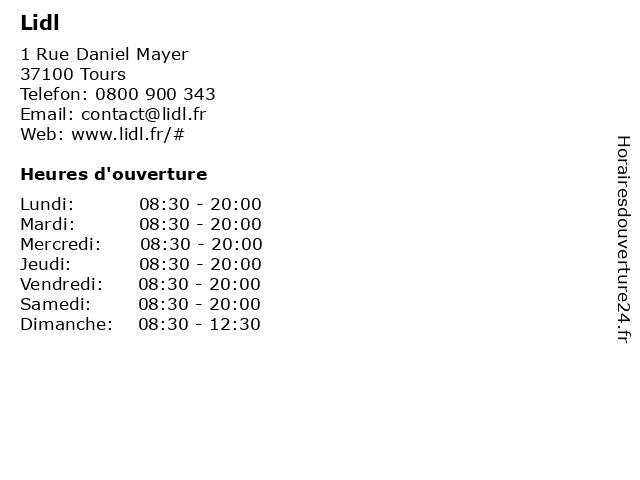 lidl tours nord horaires