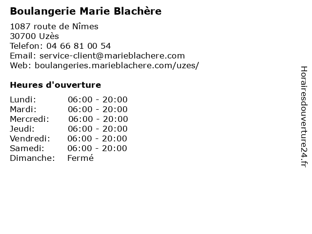 ᐅ Horaires D Ouverture Boulangerie Marie Blachere 1087 Route De Nimes A Uzes